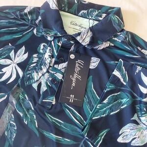 Walter Hagen P11 Performance Polo Shirt Mens Medium Painted Tropical Navy Golf